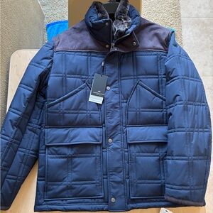Andrew Marc Navy and Brown Puffer Jacket size large